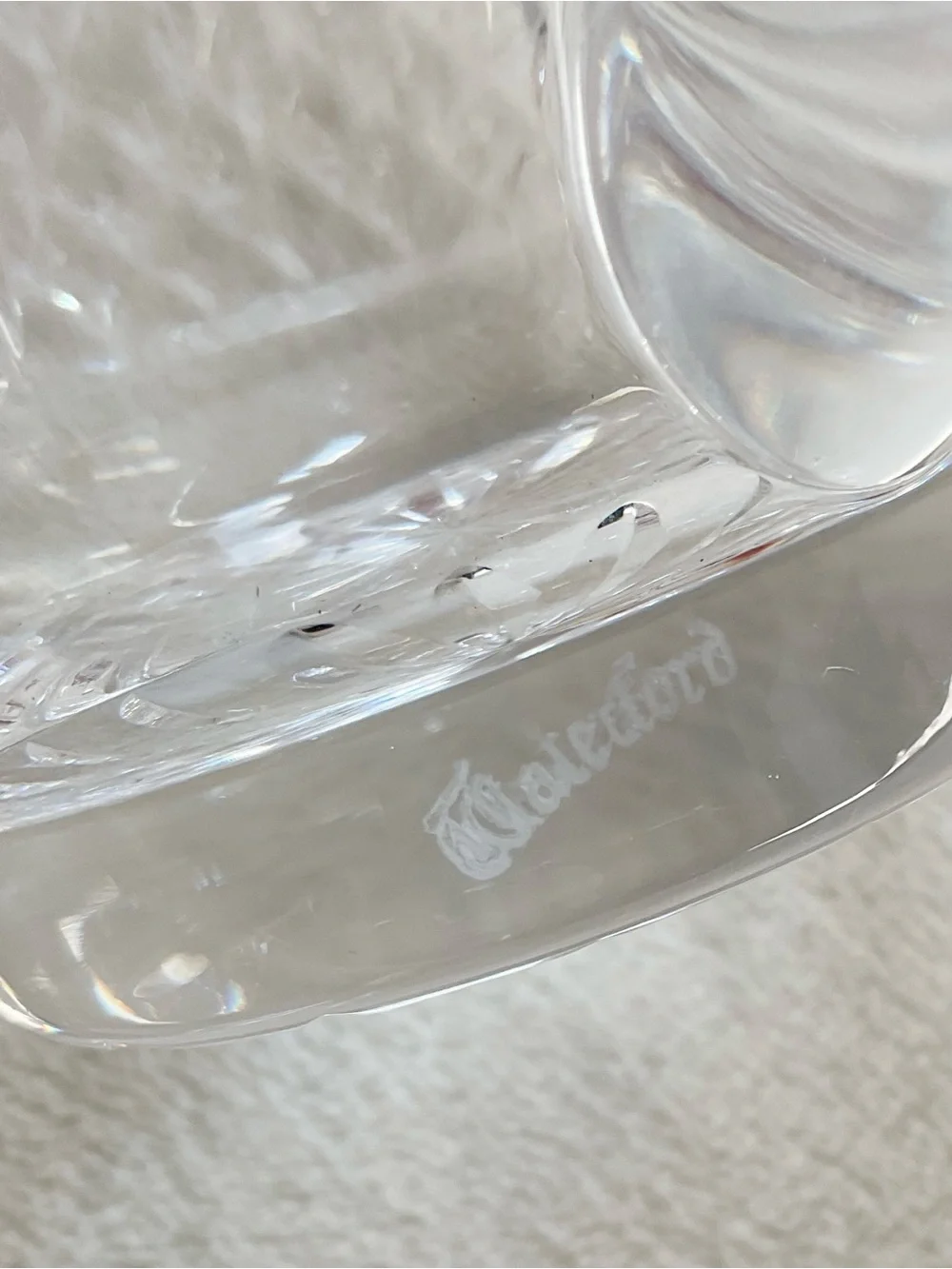 Signed Waterford Crystal Creamer Scalloped Rim Diamond Cut